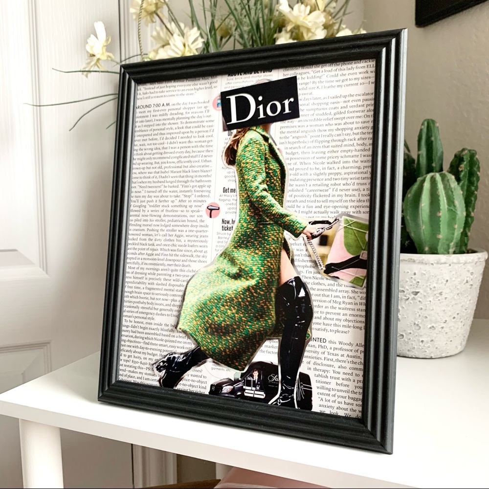 Dior Collage Wall Art Green Dress Fashion Print Bold Chic Paris‎ Decor